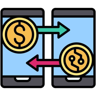 Aktarım simgesi, Kripto para birimi bağlantılı vektör çizimi