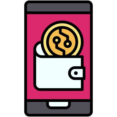 Cüzdan simgesi, Kripto para birimi bağlantılı vektör çizimi