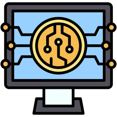 Madencilik Havuzu simgesi, Kripto para birimi bağlantılı vektör çizimi