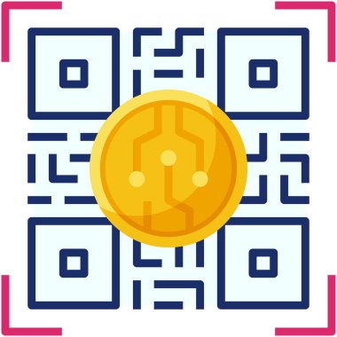 QR kod simgesi, Kripto para birimi bağlantılı vektör çizimi