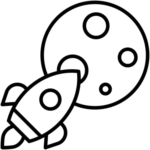 Rakéta Hold Ikon Cryptocurrency Kapcsolódó Vektor Illusztráció — Stock Vector