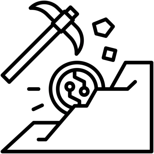 Ikona Těžby Ilustrace Vektoru Souvisejícího Kryptoměn — Stockový vektor
