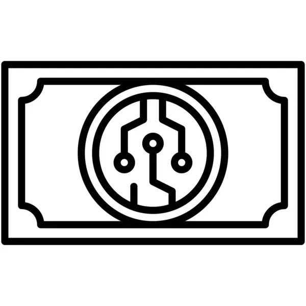 Bankjegy Ikon Kriptovalutával Kapcsolatos Vektor Illusztráció — Stock Vector