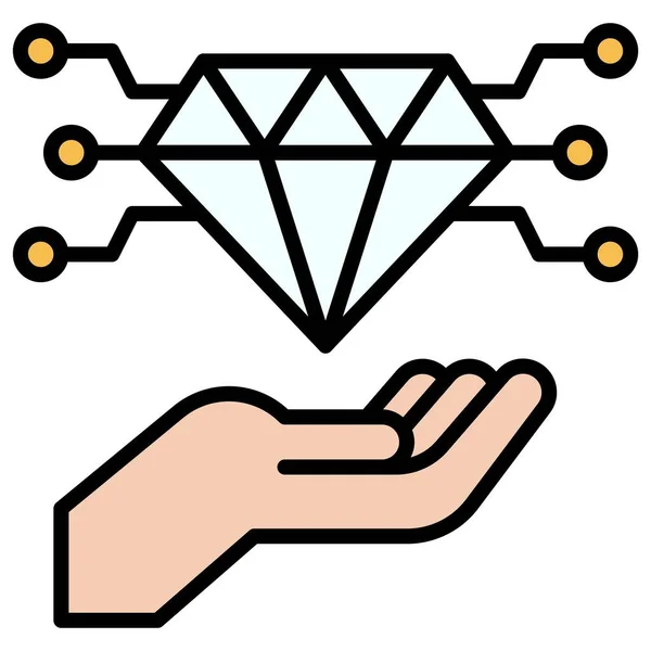 Diamant Hand Pictogram Cryptogeld Gerelateerde Vector Illustratie — Stockvector