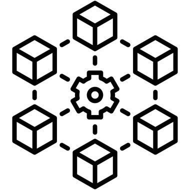 Blokhain ağ simgesi, Engelleme teknolojisiyle ilgili vektör illüstrasyonu