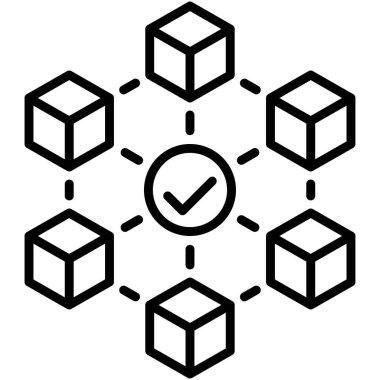 Konsensüs simgesi, Engelleme teknolojisi bağlantılı vektör illüstrasyonu