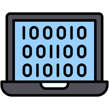 İkili kod simgesi, Engelleme teknolojisi bağlantılı vektör illüstrasyonu