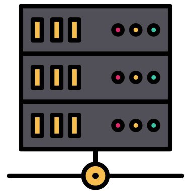 Sunucu simgesi, Engelleme teknolojisi bağlantılı vektör illüstrasyonu