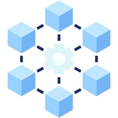 Blokhain ağ simgesi, Engelleme teknolojisiyle ilgili vektör illüstrasyonu