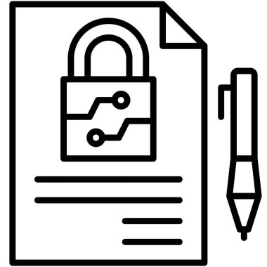 Dijital imza simgesi, Engelleme teknolojisi bağlantılı vektör illüstrasyonu