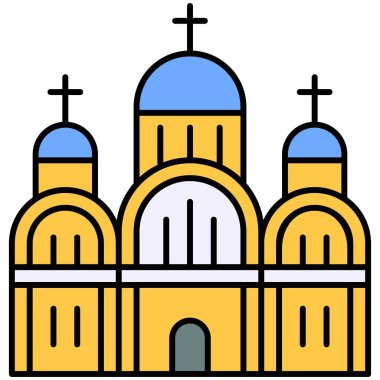 St Volodymyr 'in Katedral simgesi, Ukrayna ve Ukrayna bağlantılı vektör illüstrasyonları