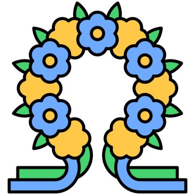 Ukrayna çelenk simgesi, Ukrayna ve Ukrayna bağlantılı vektör illüstrasyonu