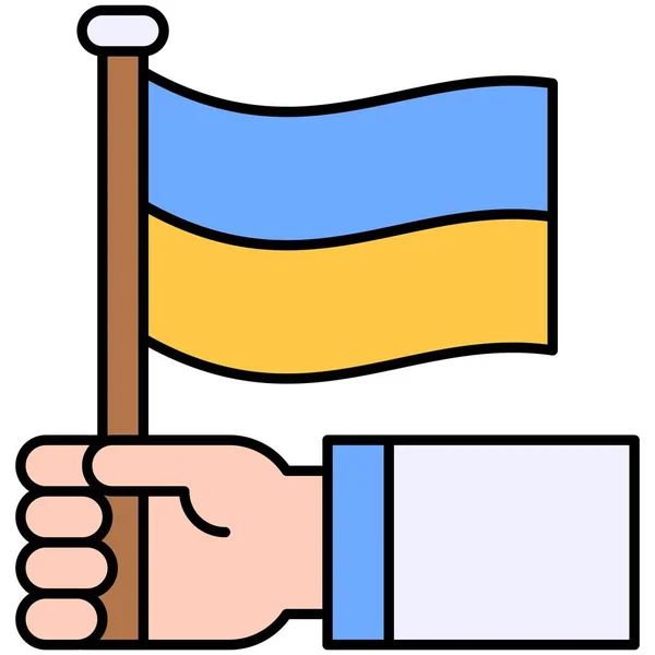 Handhållning Flagg Ikon Ukraina Och Ukrainare Relaterade Vektor Illustration — Stock vektor