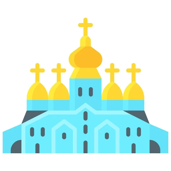 Michael Golden Domed Monastery Ikone Ukraine Und Ukrainer Verwandte Vektorillustration — Stockvektor