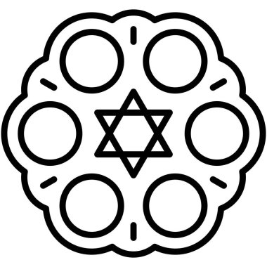 Hamursuz Bayramı tabağı simgesi, Hamursuz Bayramı veya Pesach ile ilgili vektör illüstrasyonu