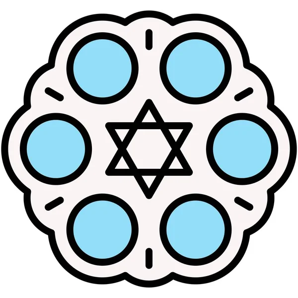Icône Plaque Seder Pâque Illustration Vectorielle Liée Pâque Pessah — Image vectorielle