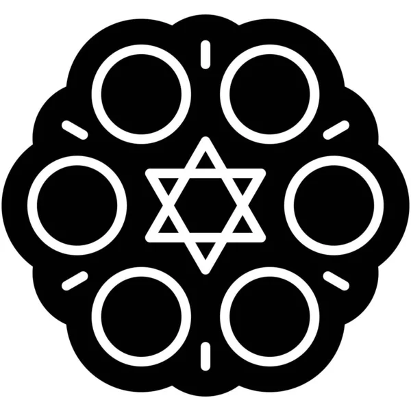 Ikona Tabulky Passover Seder Vektorová Ilustrace Související Passover Nebo Pesach — Stockový vektor