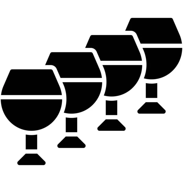 Four Cups Wine Icon Passover Pesach Related Vector Illustration — Stock Vector
