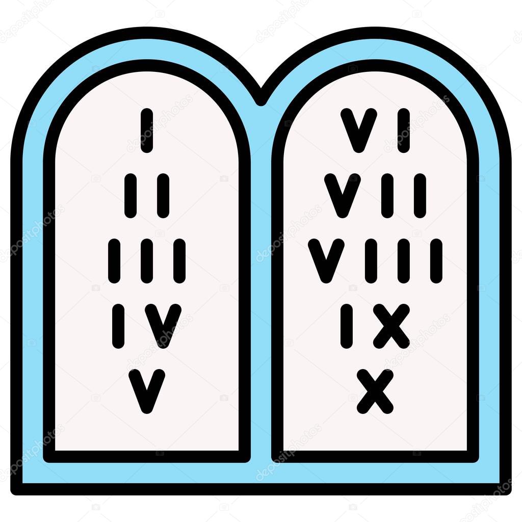 Ten Commandments icon, Passover or Pesach related vector illustration