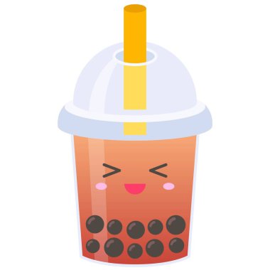 Erik çayı, kabarcık çayı veya boba çayı illüstrasyonu