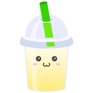 Plastik bardakta limonata, soğuk içecek vektör çizimi