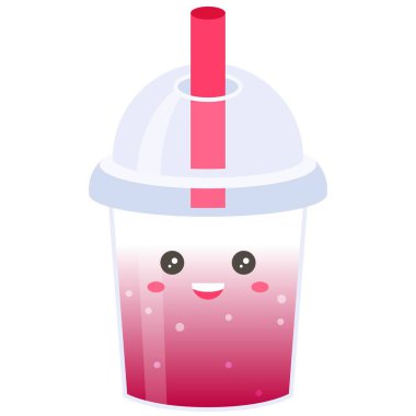 Plastik bardakta böğürtlen, soğuk içecek vektör çizimi