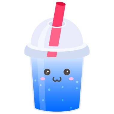 Plastik bardakta mavi kakao, soğuk içecek vektör çizimi