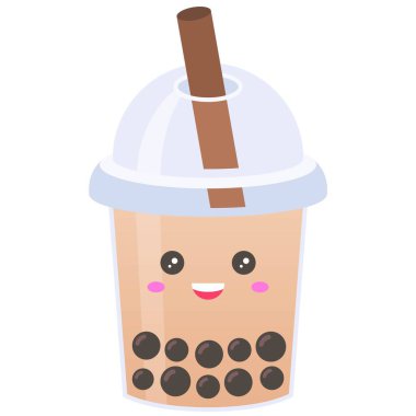 Süt çayı, köpük çayı ya da boba çayı illüstrasyonu