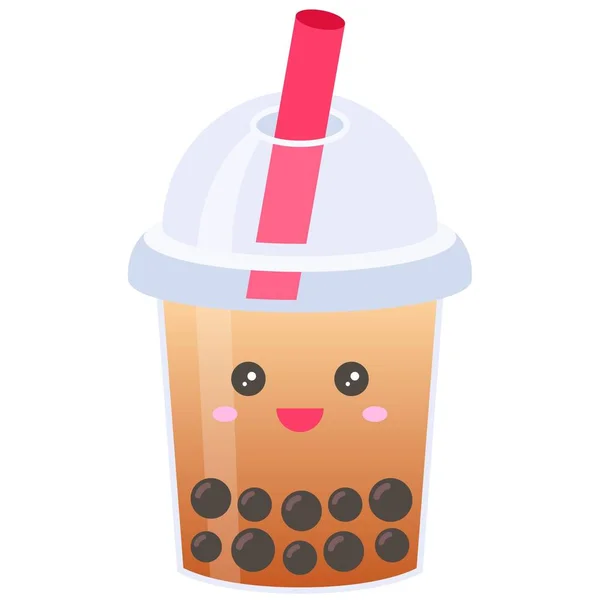 Earl Grey Tea Bubble Tea Oder Bobby Tea Vektorillustration — Stockvektor