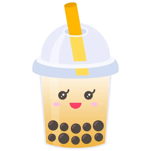 Jasmintee Bubble Tea Oder Boba Tea Vektorillustration — Stockvektor