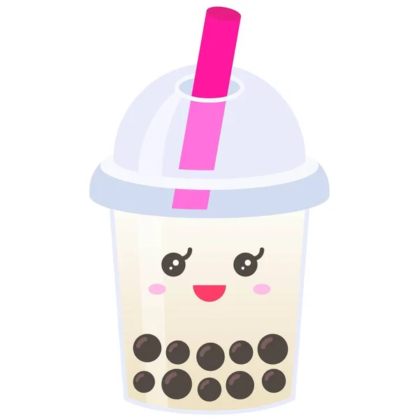 Milch Bubble Tea Oder Boba Tea Vektor Illustration — Stockvektor