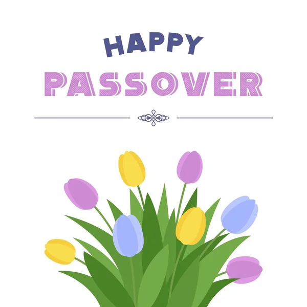 Happy Passover Tulipány Trávou Vektorová Ilustrace — Stockový vektor