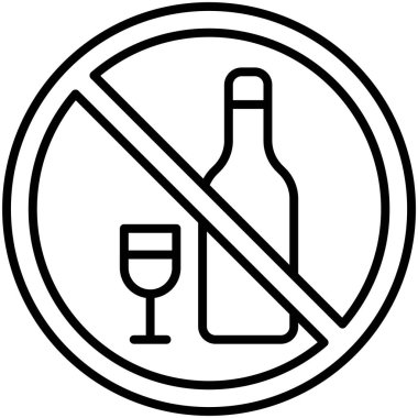 Alkol içermeyen simge, sembol veya yasaklı vektör gösterimi yok