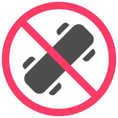 Kaykay simgesi yok, sembol yok veya yasaklı vektör çizimi yok