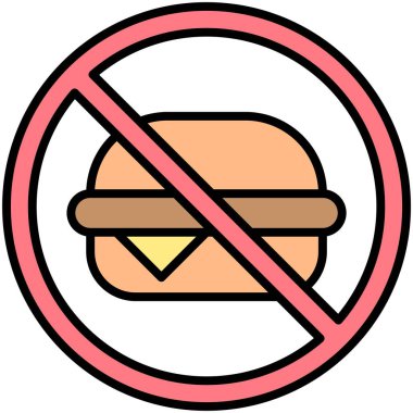 Yiyeceğe izin yok simge yok, sembol yok ya da yasaklı vektör çizimi yok