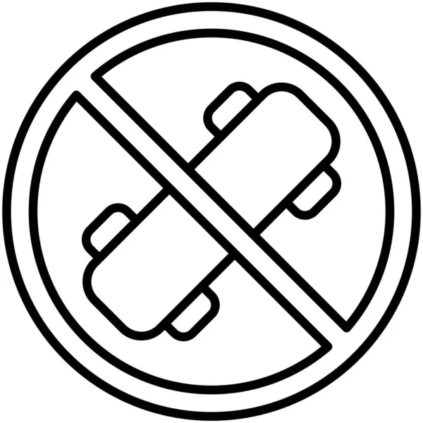 Значка Скейтбординга Символа Векторной Иллюстрации Запрета — стоковый вектор