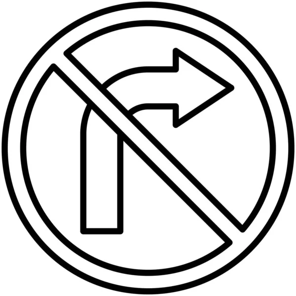 Ningún Icono Giro Derecha Ningún Símbolo Prohibición Signo Vector Ilustración — Vector de stock
