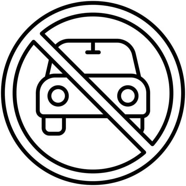 Pas Icône Voiture Pas Symbole Illustration Vectorielle Signe Interdiction — Image vectorielle