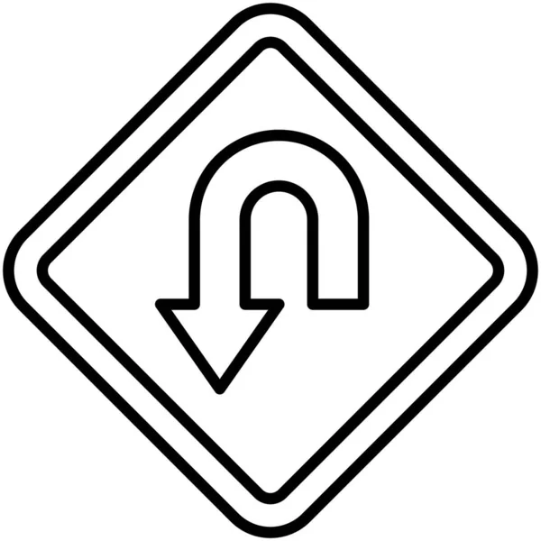 Ikona Znaku Skrętu Symbol Ruchu Lub Znak Drogowy Wektor Ilustracji — Wektor stockowy
