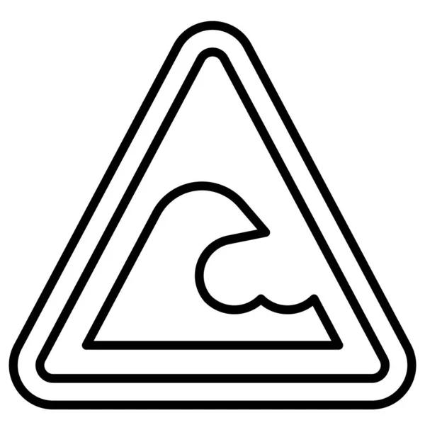 Icono Signo Zona Peligro Tsunami Ilustración Vector Señal Advertencia — Archivo Imágenes Vectoriales