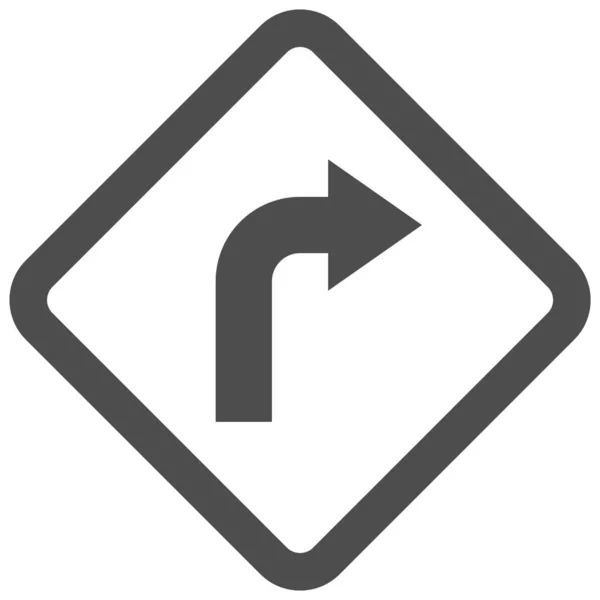 Gire Derecha Icono Signo Símbolo Tráfico Vector Señal Tráfico Ilustración — Vector de stock