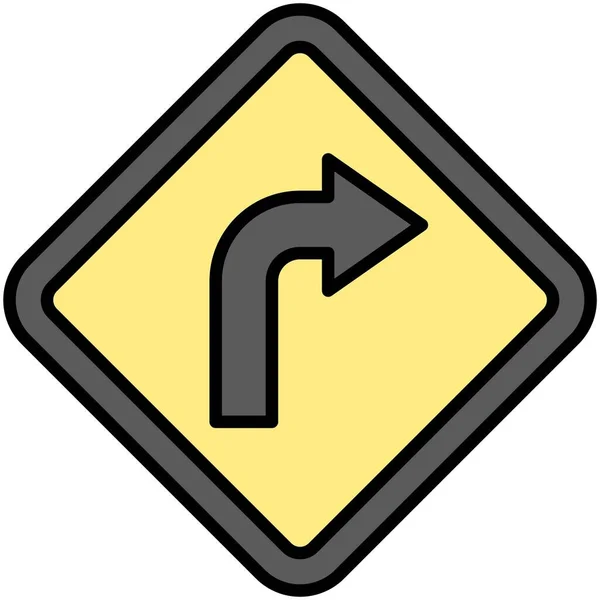 Gire Derecha Icono Signo Símbolo Tráfico Vector Señal Tráfico Ilustración — Vector de stock