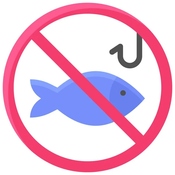 Ningún Icono Pesca Ningún Símbolo Prohibición Signo Vector Ilustración — Vector de stock