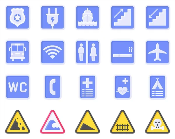 Sign Symbol Icon Set Flat Style Vector Illustration — Stock Vector