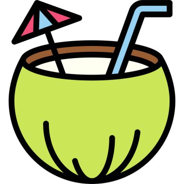 Hindistan cevizi suyu ikonu, Festa junina bağlantılı vektör illüstrasyonu