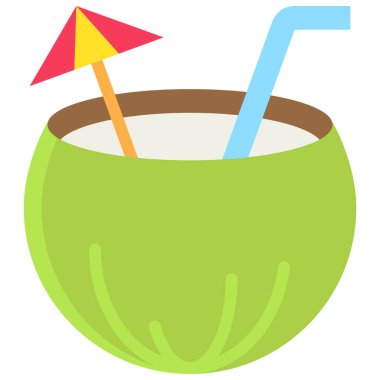 Hindistan cevizi suyu ikonu, Festa junina bağlantılı vektör illüstrasyonu