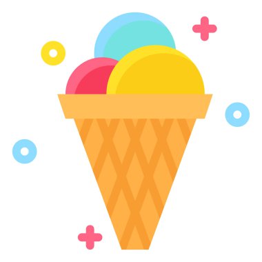 Dondurma konisi simgesi, Festa junina bağlantılı vektör illüstrasyonu