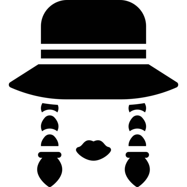 帽子と編組ウィッグのアイコン フェスタJunina関連ベクトルイラスト — ストックベクタ