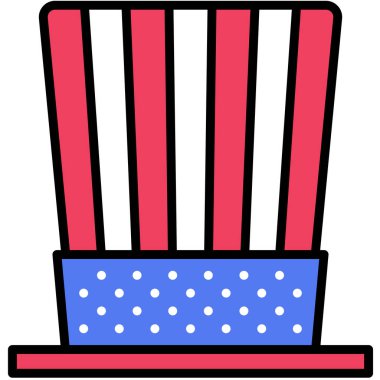 Silindir şapka simgesi, 4 Temmuz İlgili vektör illüstrasyonu