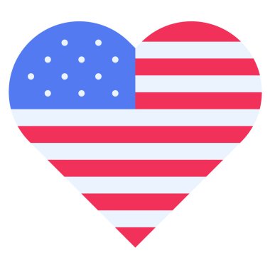 Kalp şeklinde bayrak simgesi, 4 Temmuz İlgili vektör illüstrasyonu